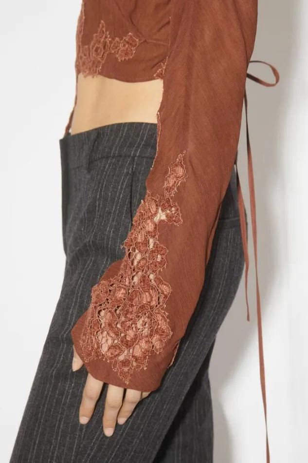 Acne Studios Shirts and Blouses Woman Wrap Lace Top Rust Brown