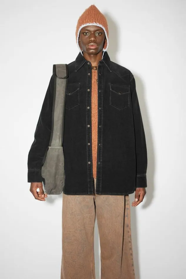 Acne Studios Shirts Man Corduroy Buttonup Shirt Black