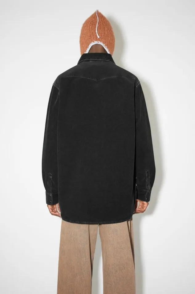 Acne Studios Shirts Man Corduroy Buttonup Shirt Black