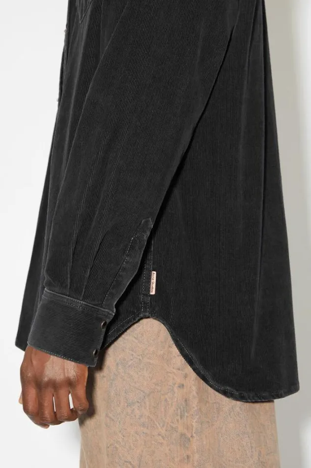 Acne Studios Shirts Man Corduroy Buttonup Shirt Black