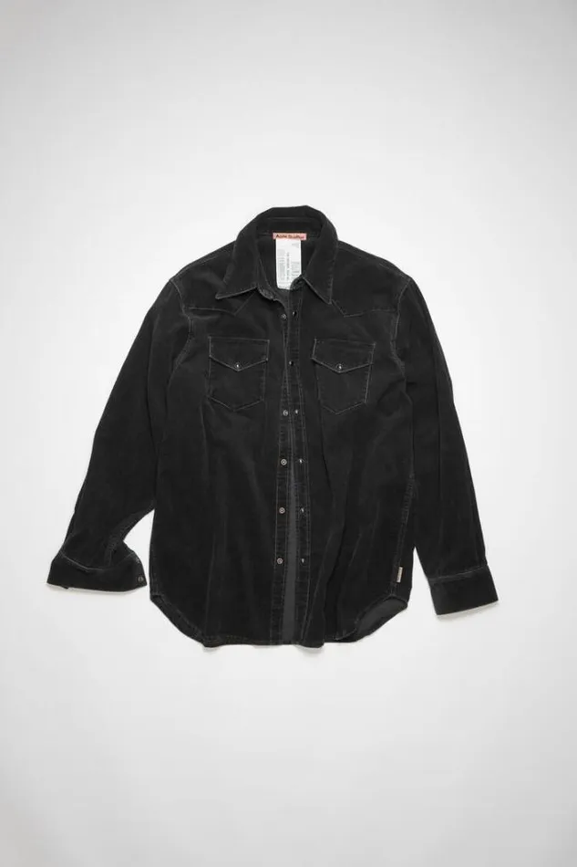 Acne Studios Shirts Man Corduroy Buttonup Shirt Black