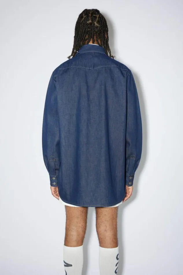 Acne Studios Shirts Man Denim Buttonup Shirt Indigo Blue