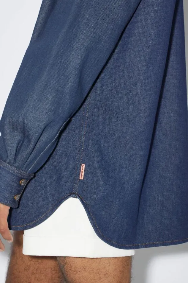 Acne Studios Shirts Man Denim Buttonup Shirt Indigo Blue