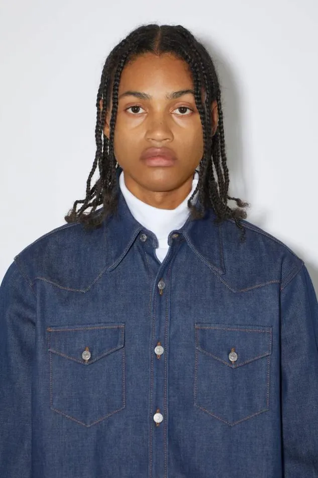 Acne Studios Shirts Man Denim Buttonup Shirt Indigo Blue