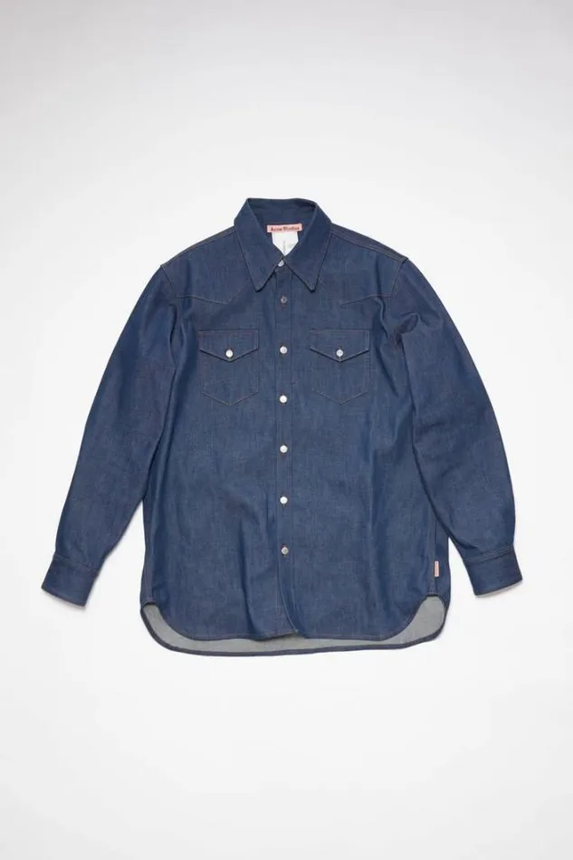 Acne Studios Shirts Man Denim Buttonup Shirt Indigo Blue