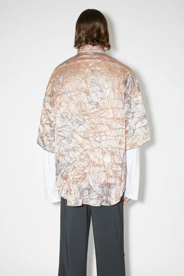 Acne Studios Shirts Man Short Sleeve Buttonup Shirt Blush Beige