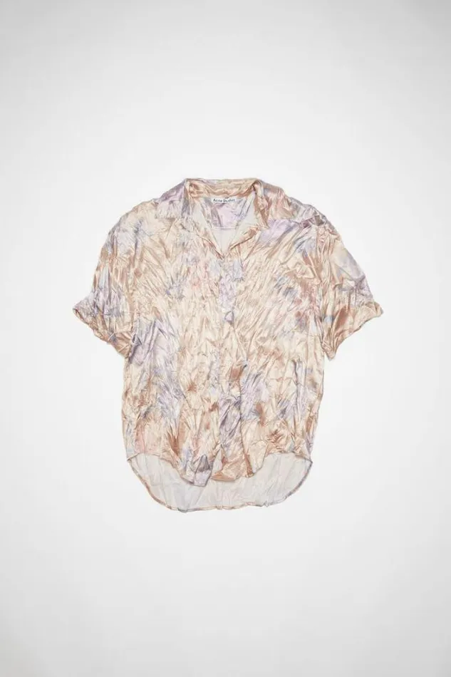 Acne Studios Shirts Man Short Sleeve Buttonup Shirt Blush Beige