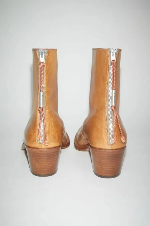 Acne Studios Shoes Man Leather Boots Beige
