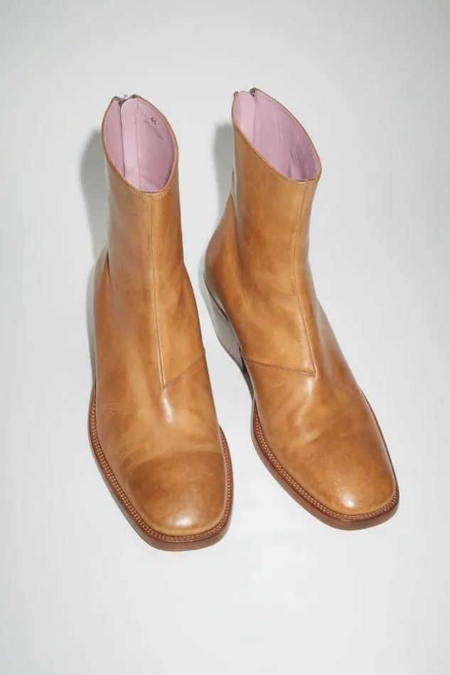 Acne Studios Shoes Man Leather Boots Beige