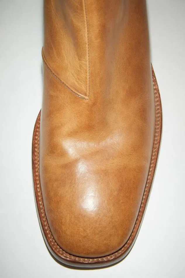 Acne Studios Shoes Man Leather Boots Beige