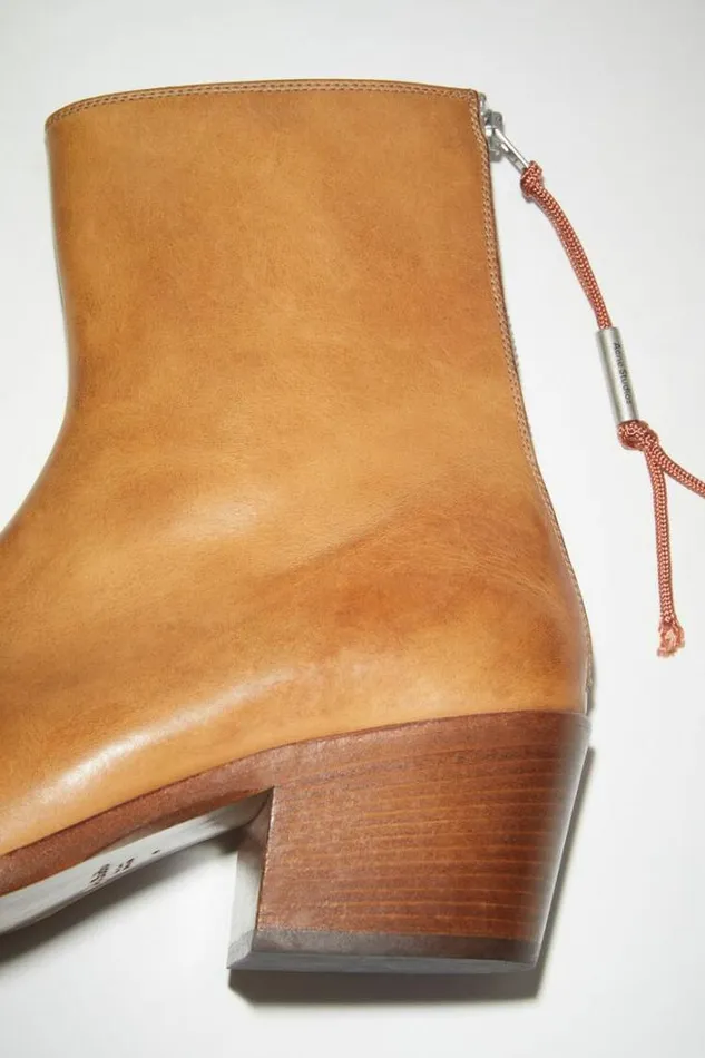 Acne Studios Shoes Man Leather Boots Beige