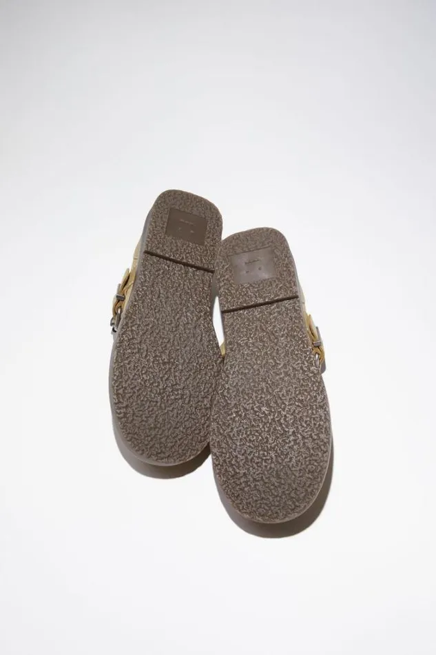 Acne Studios Shoes Man Leather Buckle Shoes Khaki Beige
