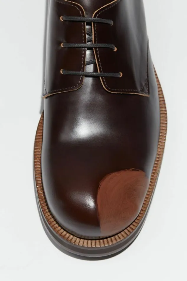Acne Studios Shoes Man Leather Derby Shoes Cognac BrownBrown