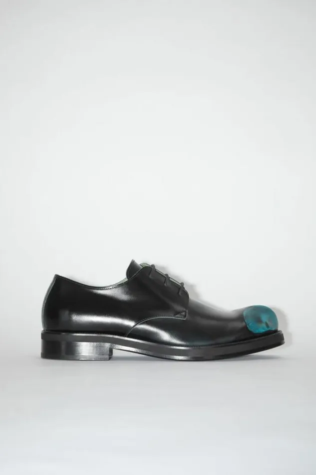 Acne Studios Shoes Man Leather Derby Shoes Turquoise BlueBlack