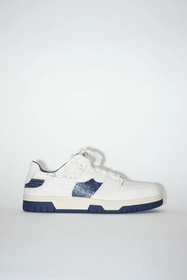 Acne Studios Shoes Man Low Top Leather Sneakers WhiteBlue