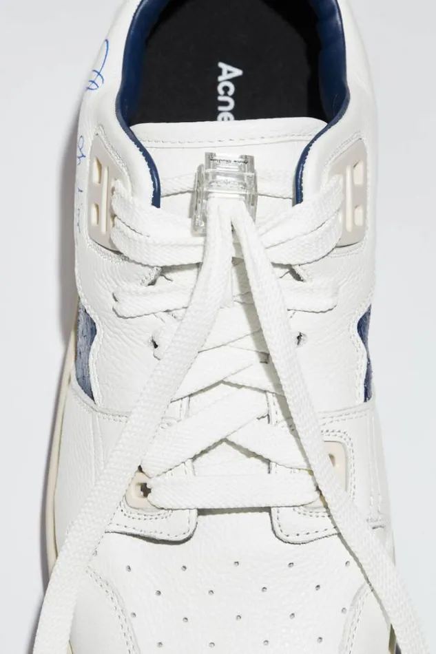 Acne Studios Shoes Man Low Top Leather Sneakers WhiteBlue