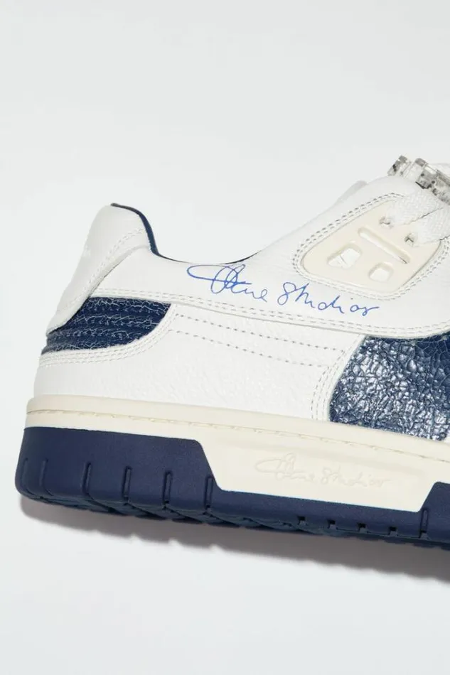 Acne Studios Shoes Man Low Top Leather Sneakers WhiteBlue