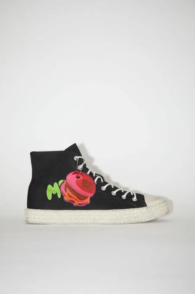 Acne Studios Shoes Man Print High Top Sneakers BlackOff White