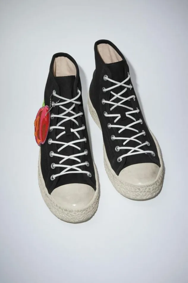 Acne Studios Shoes Man Print High Top Sneakers BlackOff White