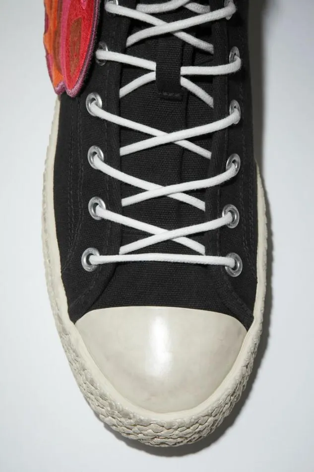 Acne Studios Shoes Man Print High Top Sneakers BlackOff White