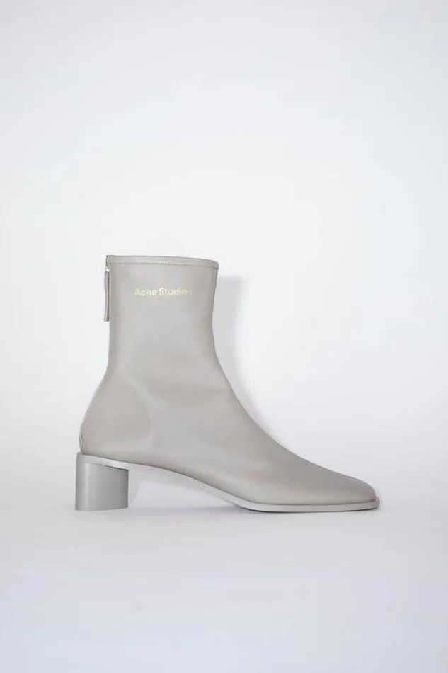 Acne Studios Shoes Woman BRANDED LEATHER BOOTS Light Taupe