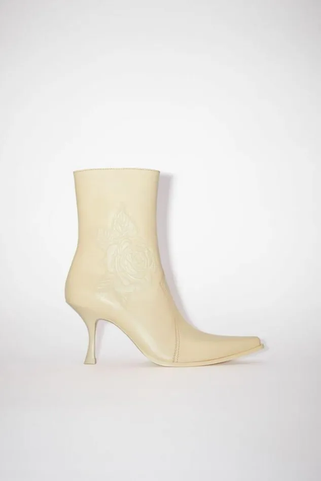 Acne Studios Shoes Woman Heel Ankle Boots Cream Beige