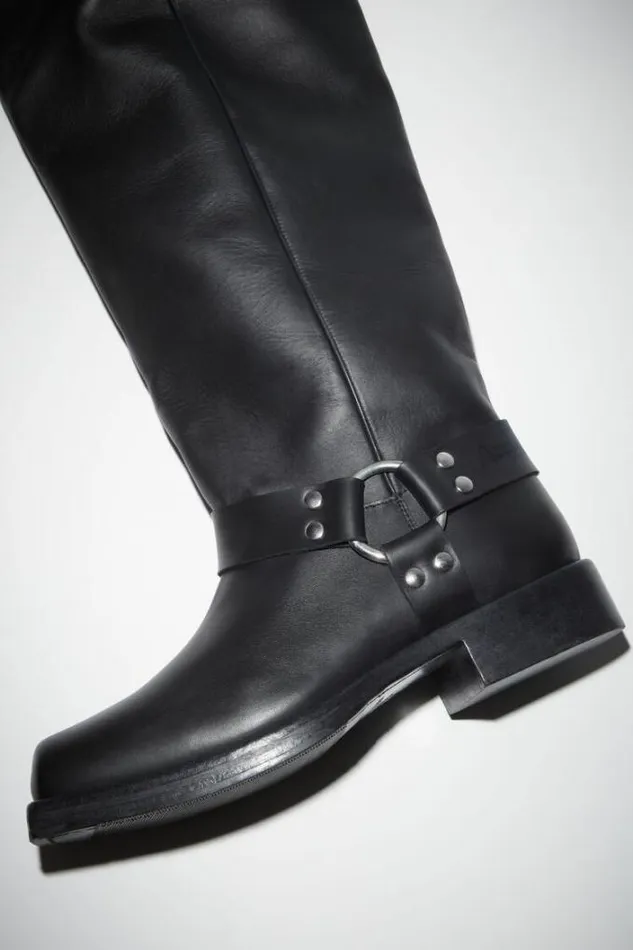 Acne Studios Shoes Woman Leather Buckle Boots Black