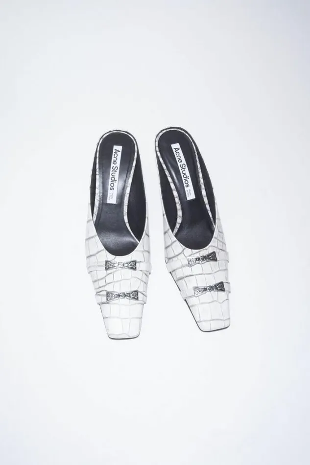 Acne Studios Shoes Woman Leather Heel Mules Off White