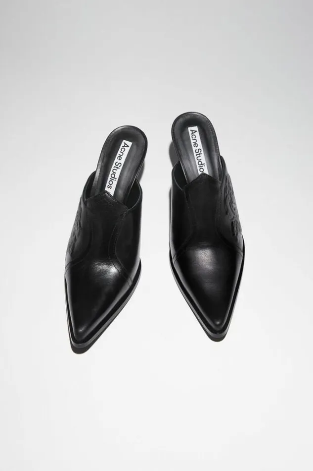 Acne Studios Shoes Woman Leather Heeled Mules Black