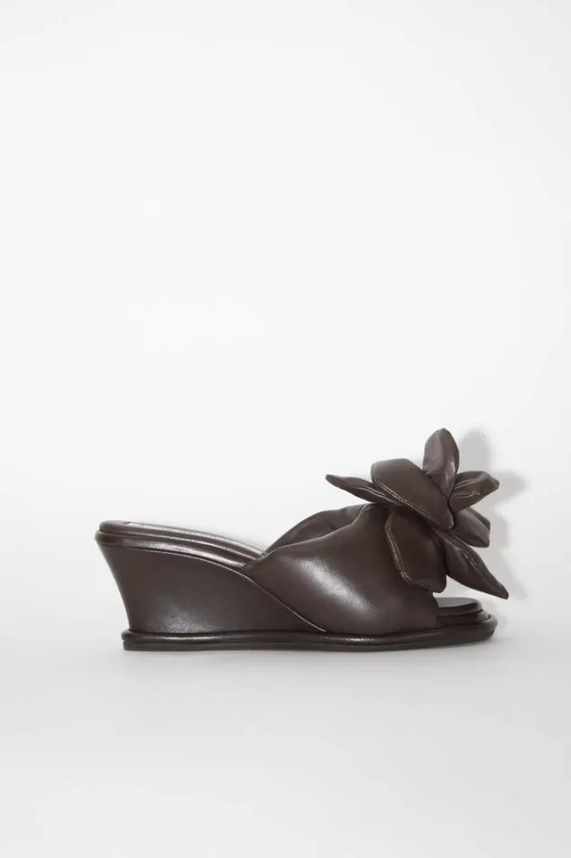 Acne Studios Shoes Woman Leather Wedge SandalRunway Show Brown