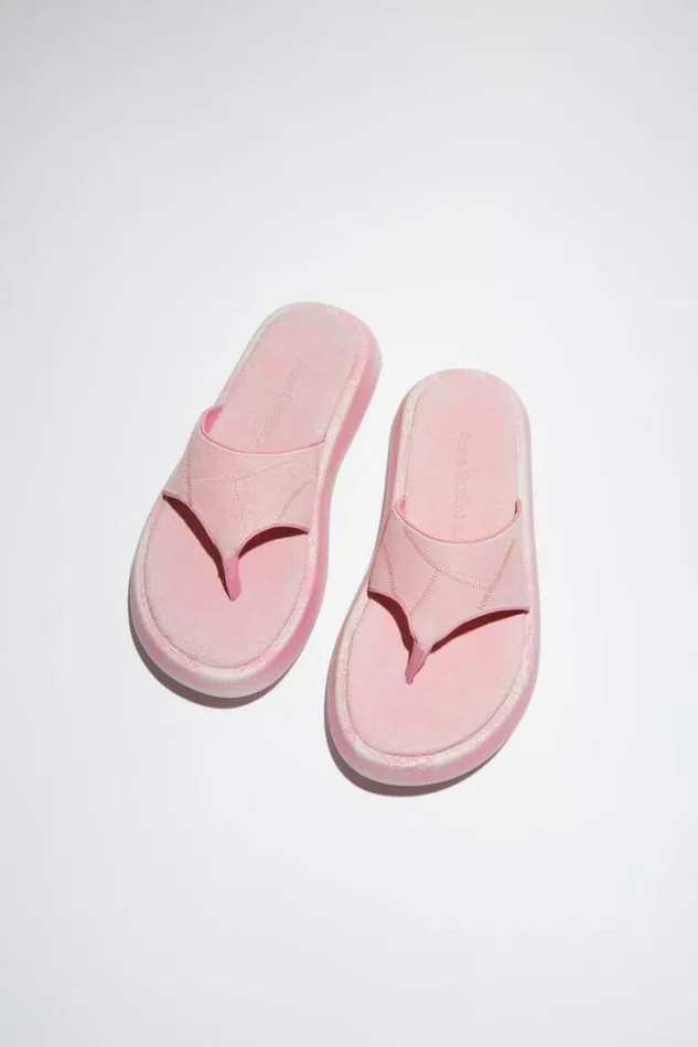 Acne Studios Shoes Woman Reversed Leather Sandals Blush Pink