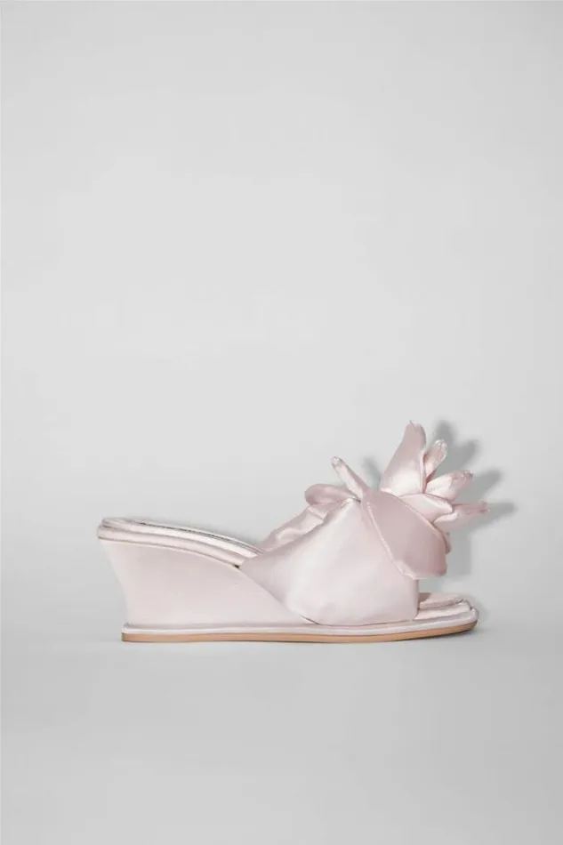 Acne Studios Shoes Woman Satin Wedge SandalRunway Show Pale Pink