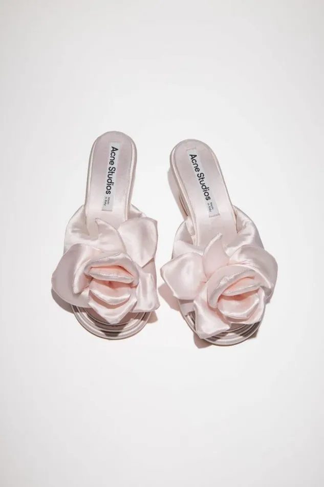 Acne Studios Shoes Woman Satin Wedge SandalRunway Show Pale Pink