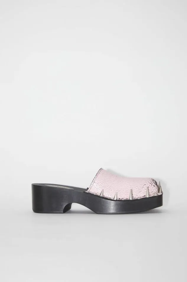 Acne Studios Shoes Woman Suede Spike Clog SandalRunway Show BlackPink