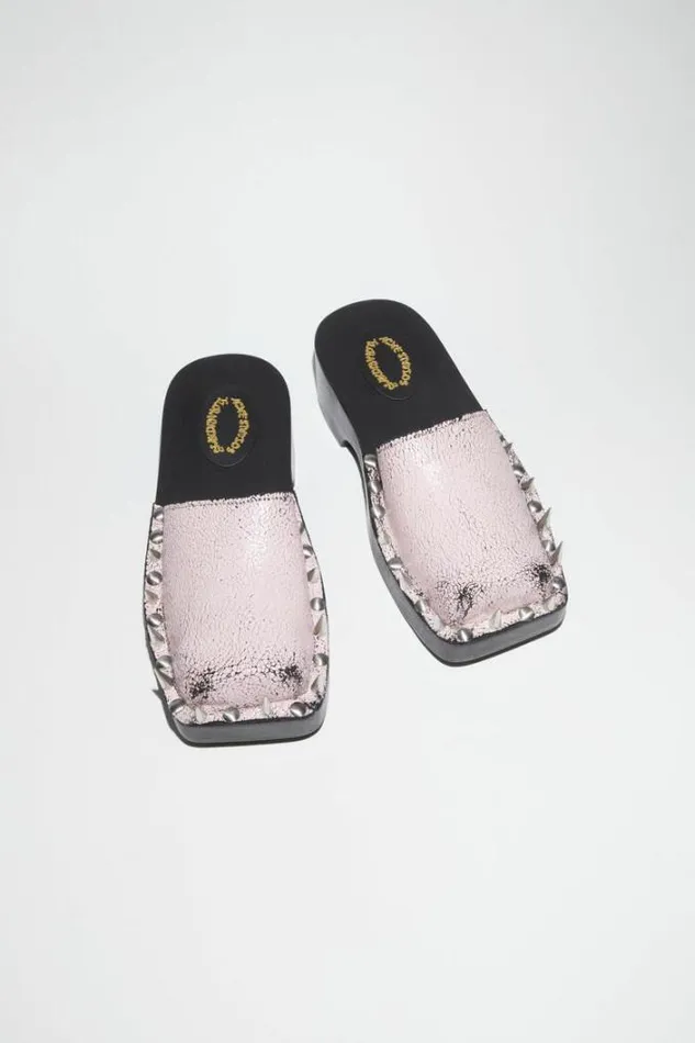 Acne Studios Shoes Woman Suede Spike Clog SandalRunway Show BlackPink