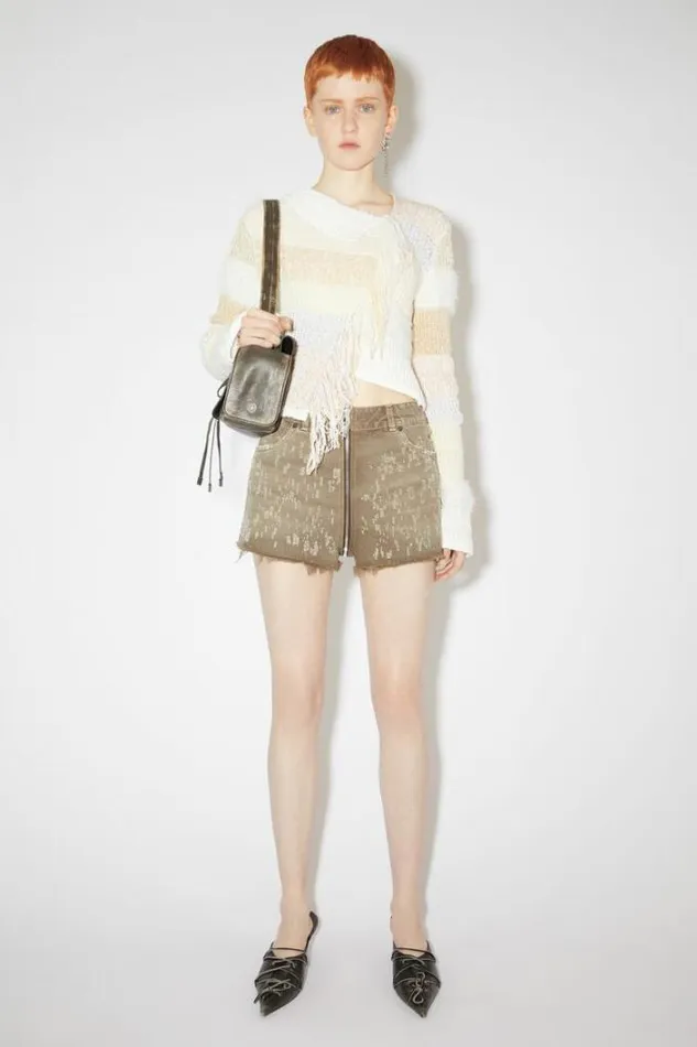 Acne Studios Shorts Woman Distressed Shorts Beige