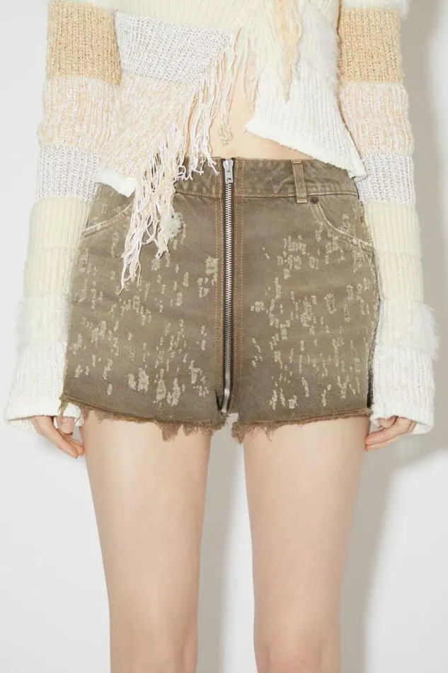 Acne Studios Shorts Woman Distressed Shorts Beige
