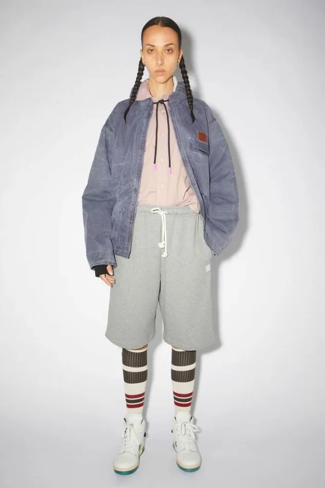 Acne Studios Shorts Woman Fleece Sweat Shorts Light Grey Melange