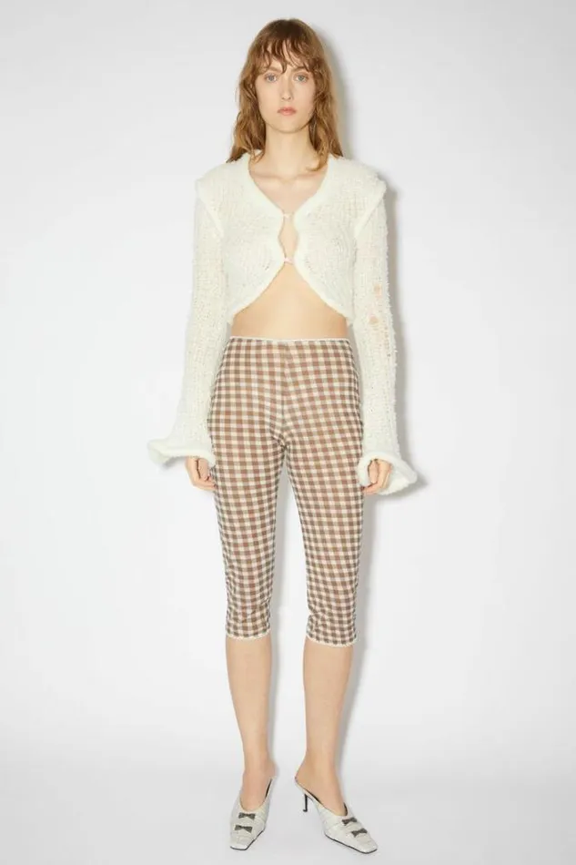 Acne Studios Shorts Woman Gingham Tights Cinnamon Brown