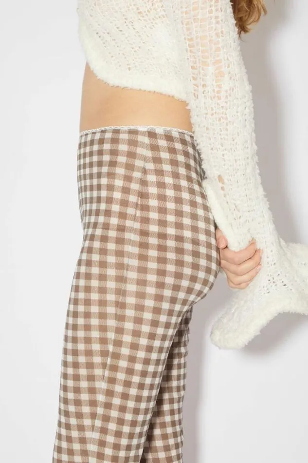 Acne Studios Shorts Woman Gingham Tights Cinnamon Brown
