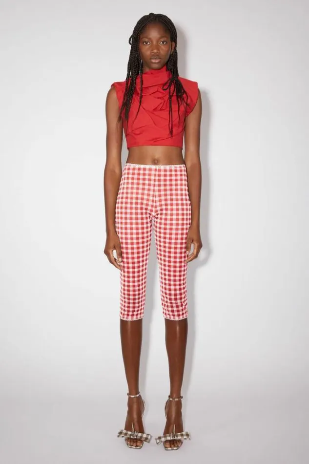 Acne Studios Shorts Woman Gingham TightsRunway Show Cardinal Red