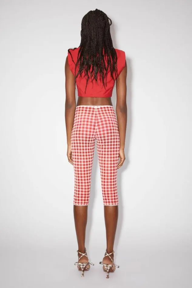 Acne Studios Shorts Woman Gingham TightsRunway Show Cardinal Red