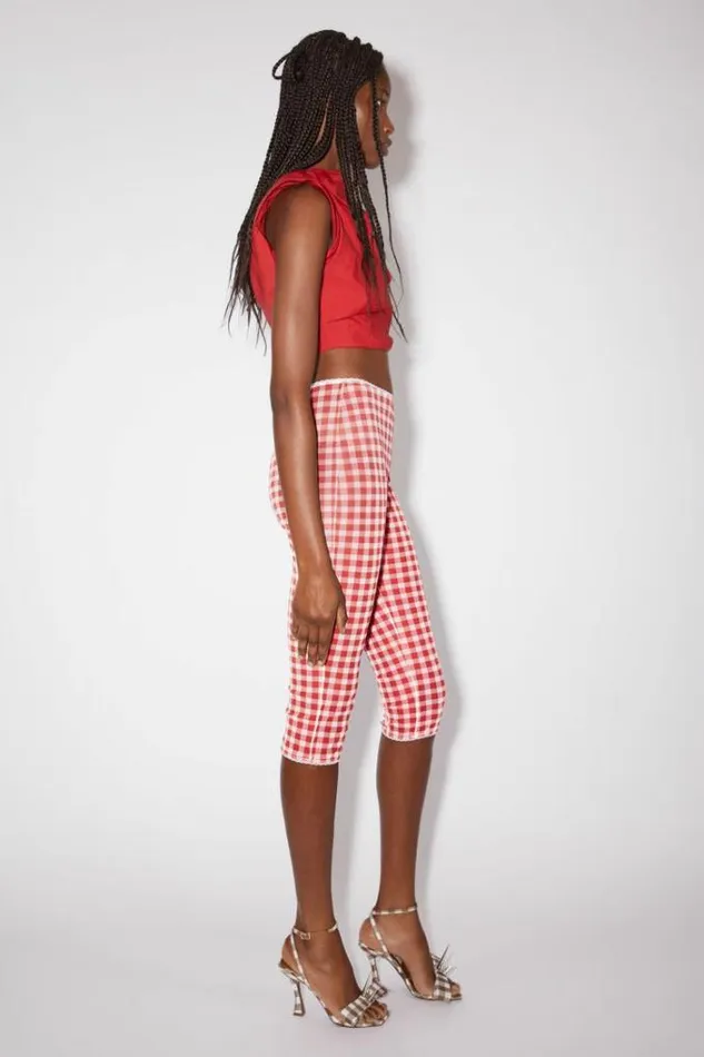 Acne Studios Shorts Woman Gingham TightsRunway Show Cardinal Red
