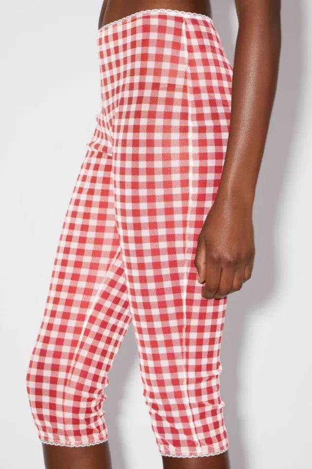 Acne Studios Shorts Woman Gingham TightsRunway Show Cardinal Red