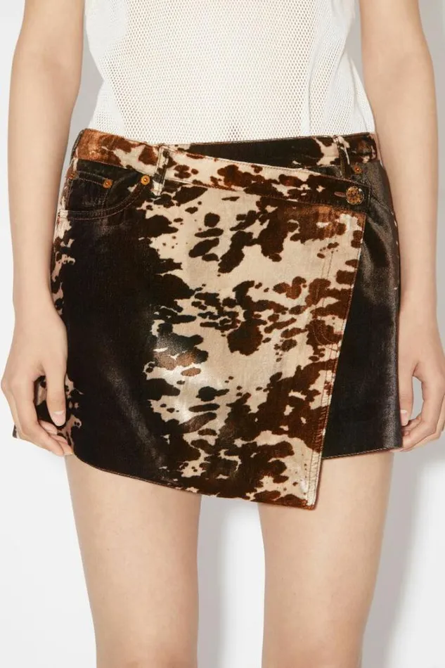 Acne Studios Skirts Woman Cow Print Skirt Dark Brown