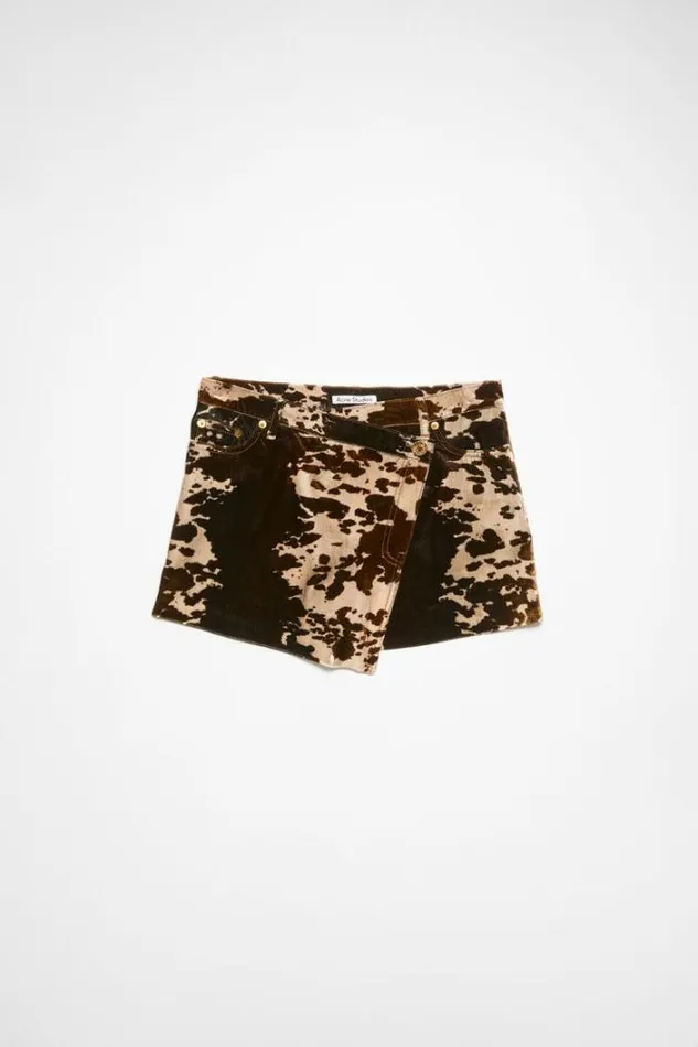 Acne Studios Skirts Woman Cow Print Skirt Dark Brown