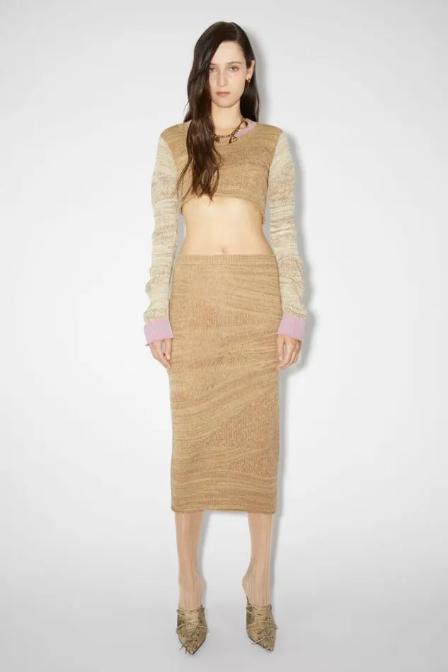 Acne Studios Skirts Woman Distorted Knit Skirt Camel BrownTobacco