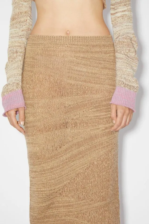 Acne Studios Skirts Woman Distorted Knit Skirt Camel BrownTobacco