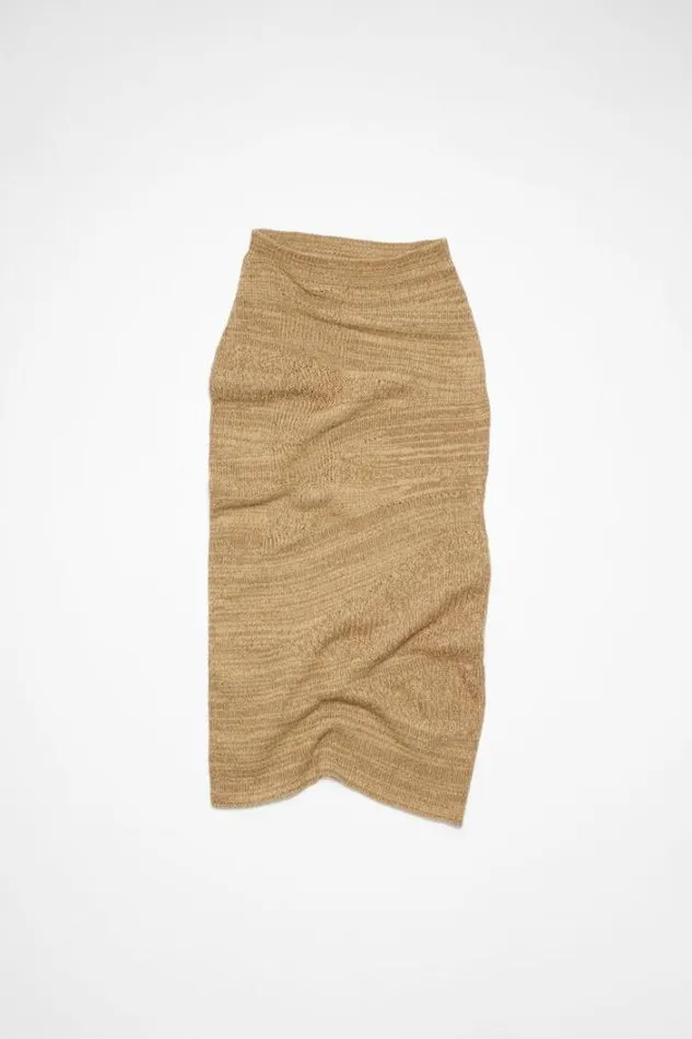 Acne Studios Skirts Woman Distorted Knit Skirt Camel BrownTobacco