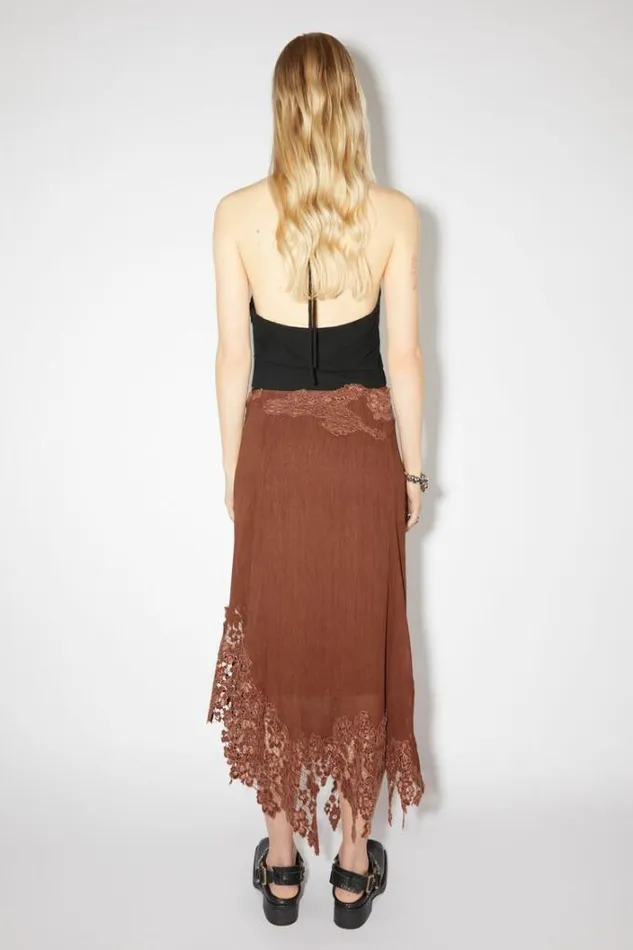 Acne Studios Skirts Woman Midi Lace Skirt Rust Brown